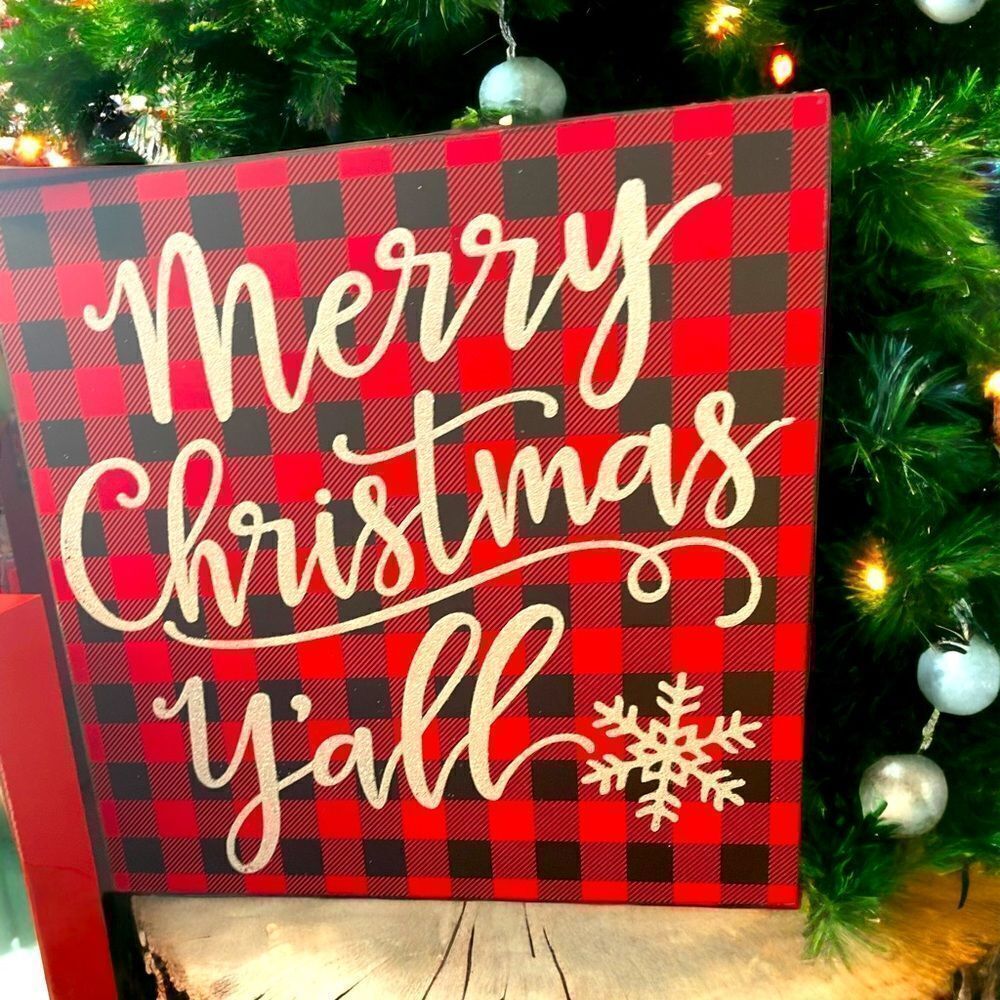 MERRY CHRISTMAS Y’ALL WOOD PLAQUE‎